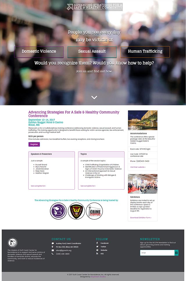 scrolling display of 2018 Advancing Strategies conference home page