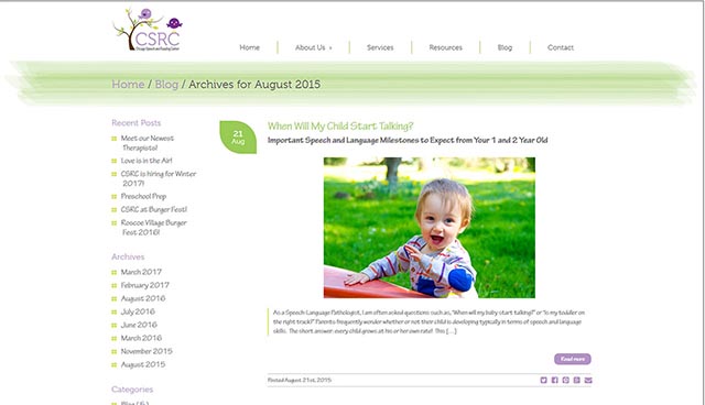 screenshot of Chicago Speech and Reading blog page