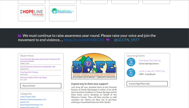 screenshot of GCCFN footer news section