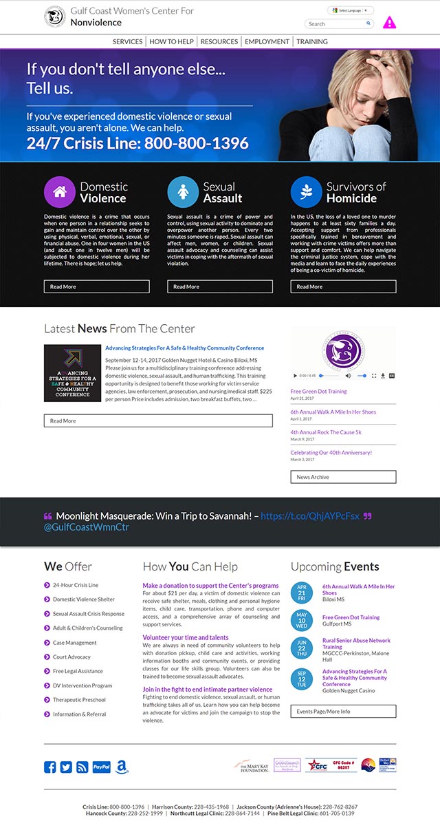 scrolling display of GCCFN home page