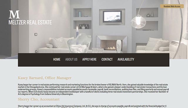 screenshot of Meltzer Real Estate About Us page