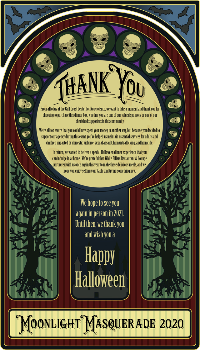 Moonlight Masquerade 2020 buyer thanks card